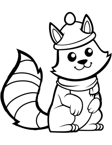 Funny Squirrel In A Hat Coloring Page